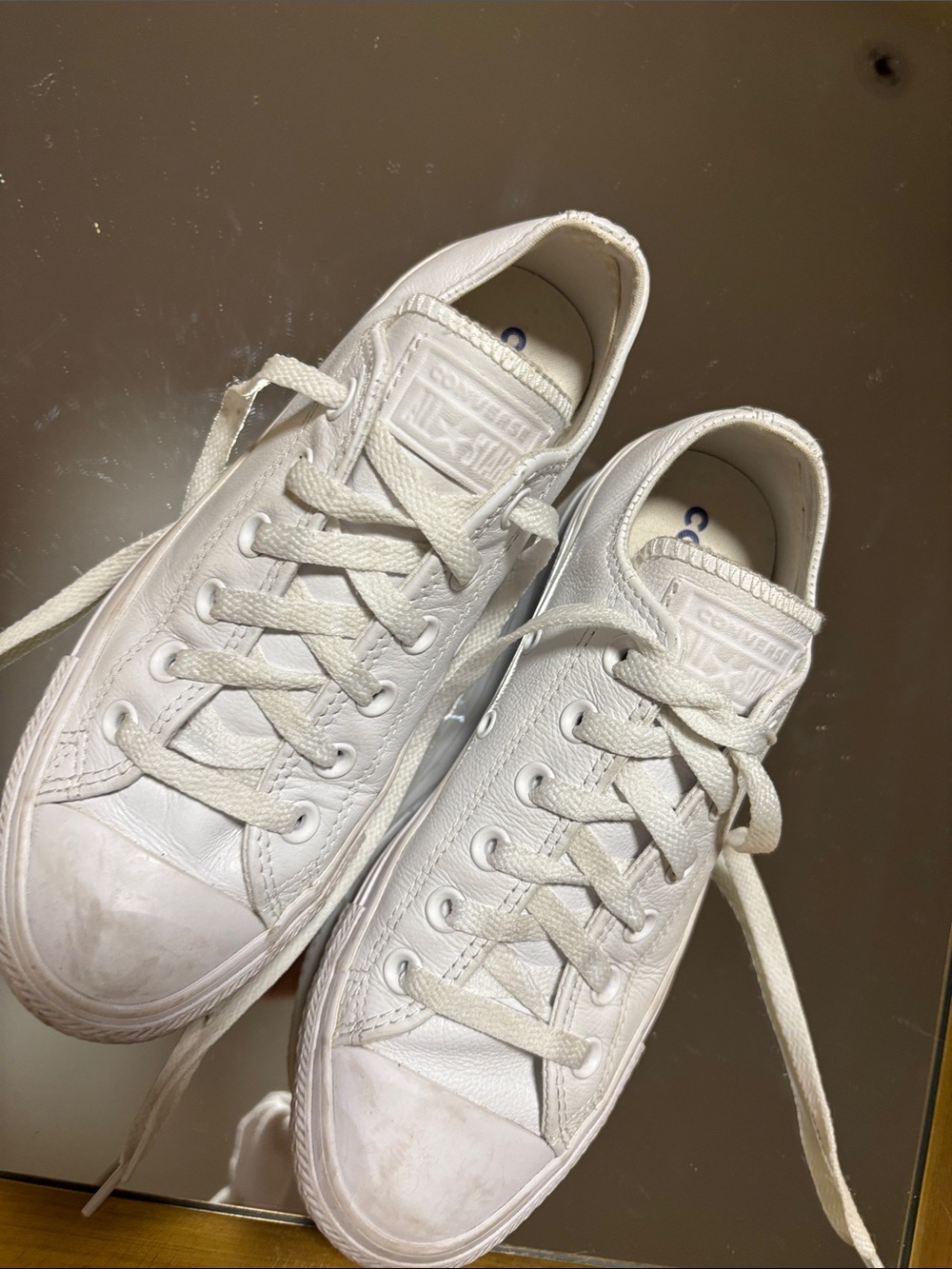 Converse White Low Top Leather Sneakers - Picture 2 of 4